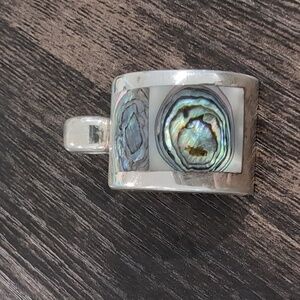 Silver Abalone Inlay Pendant - Iridescent Blue-Green